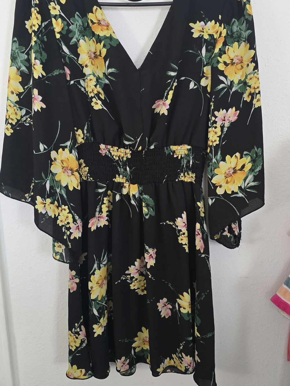 bailey blue Black Dress with Yellow Floral Print